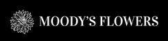 Moody's Flowers logo with a sunflower design on a black background